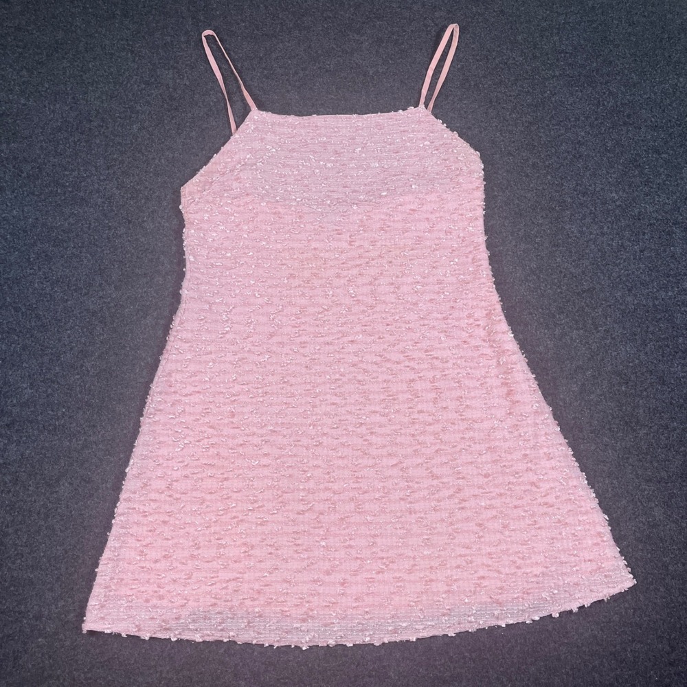 Lulus Pop the Bubbly Pink Preppy Tweed Mini Shift Party Dress Light Pink Sz L - Picture 7 of 14